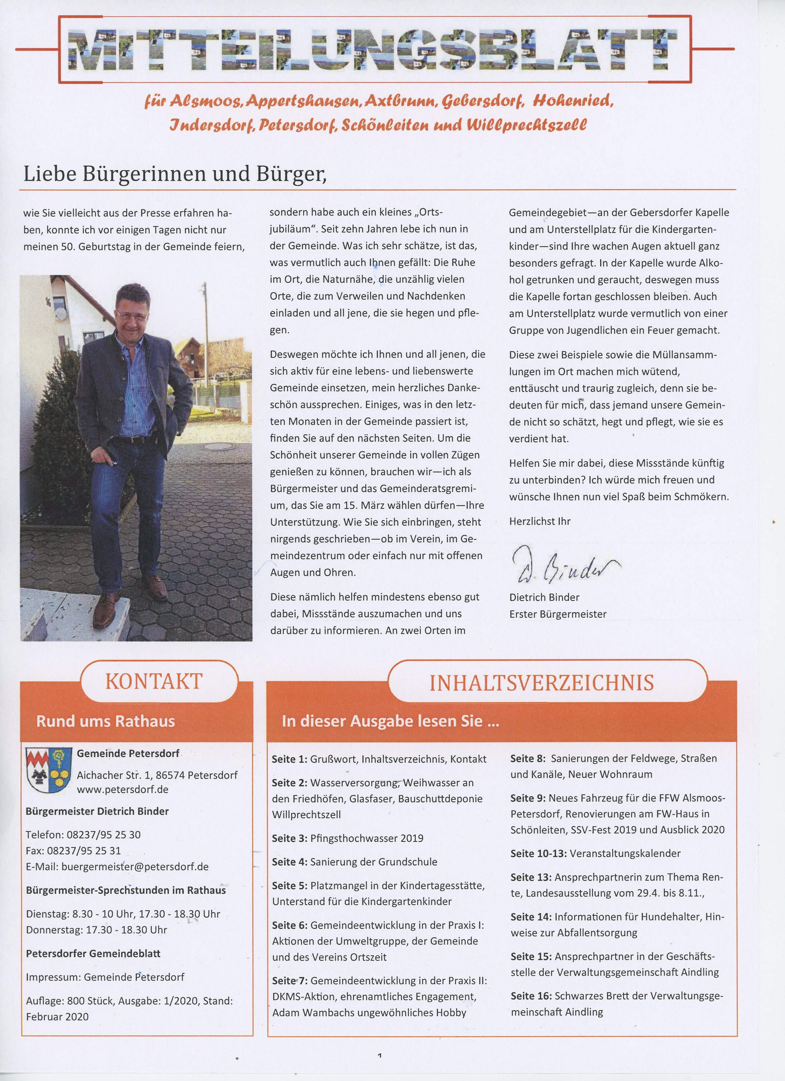 Mitteilungsblatt Petersdorf 1/2020